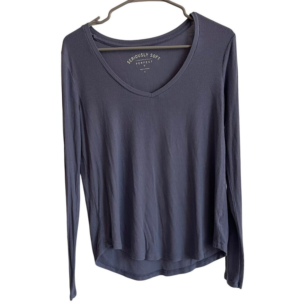 Aeropostale Women's Seriouslyâ Soft Ribbed Pullover V Neck Top Size S Stretchy